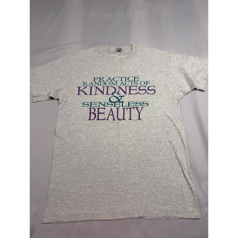 Vintage 90s Fruit of the Loom Kindness Senseless Beauty Graphic T-Shirt L USA